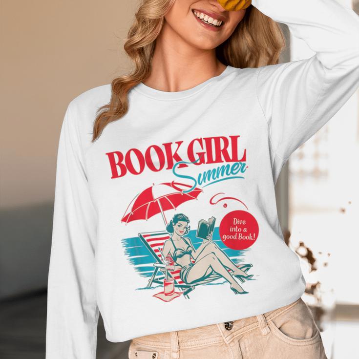 Retro Book Girl Summer For Women Beach Reading Unisex Long Sleeve T-Shirt Retro Book Girl Summer For Women Beach Reading Unisex Long Sleeve T-Shirt
