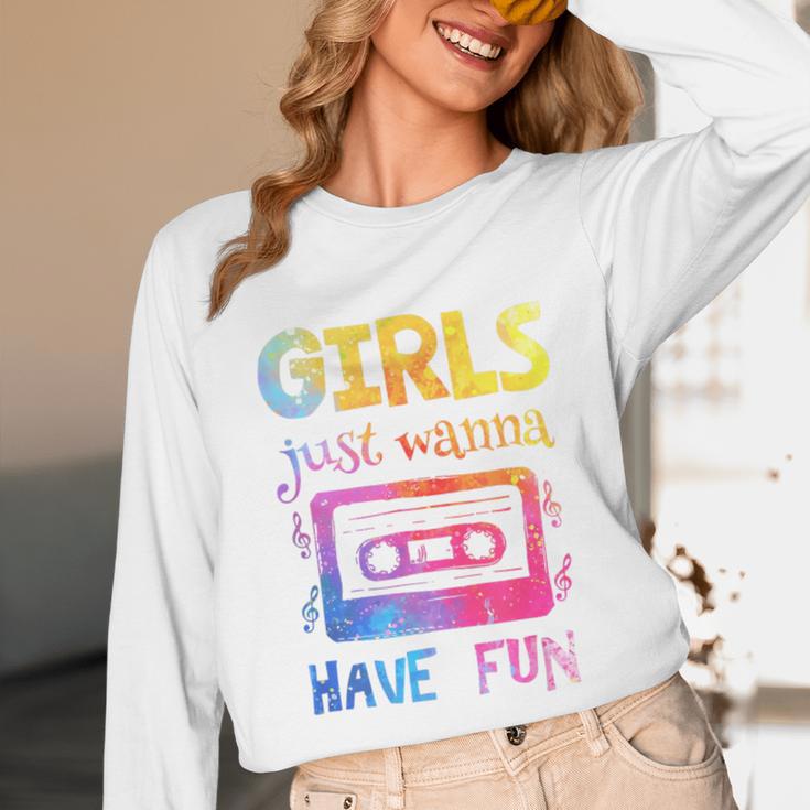 Retro Girls Just Wanna Have Fun Nostalgia 1980s 80's Premium Tri-Blend Unisex Long Sleeve T-Shirt