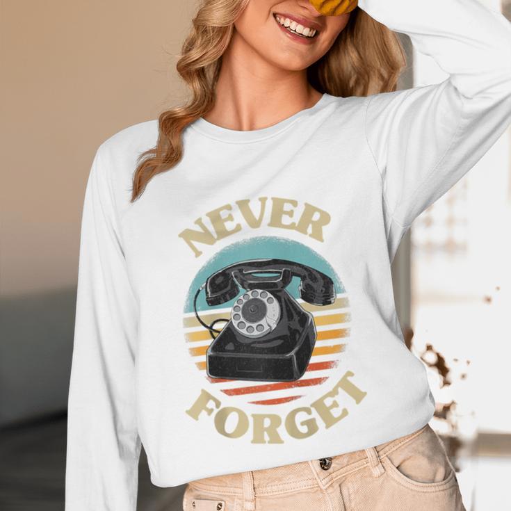 Retro Phone Never Forget Nostalgia Vintage Raglan Baseball Tee Unisex Long Sleeve T-Shirt