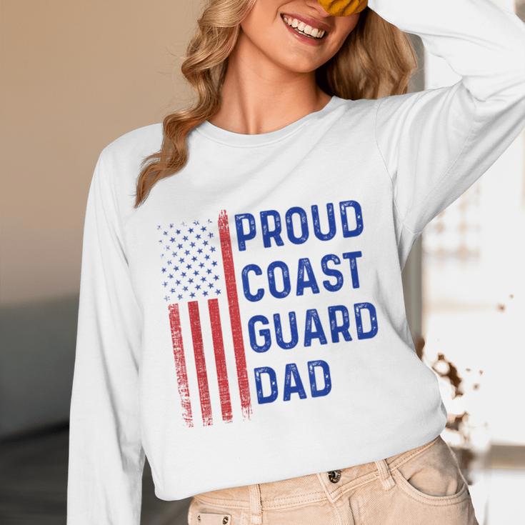 Retro Proud Coast Guard Dad Graduation Dad Usa Flag Outfit Unisex Long Sleeve T-Shirt