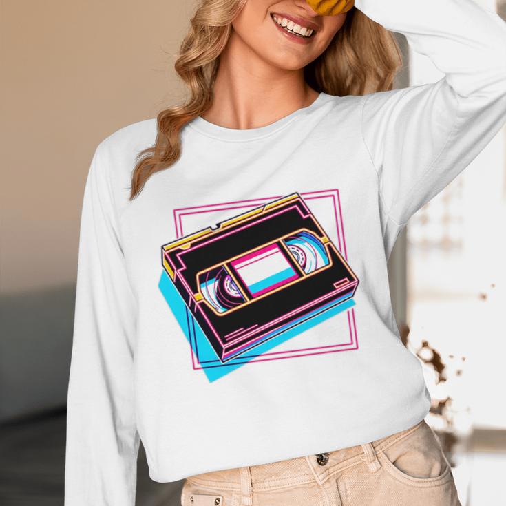 Retro VHS Vaporwave Video Cassette Nostalgia Geek Chic Premium Tri-Blend Unisex Long Sleeve T-Shirt