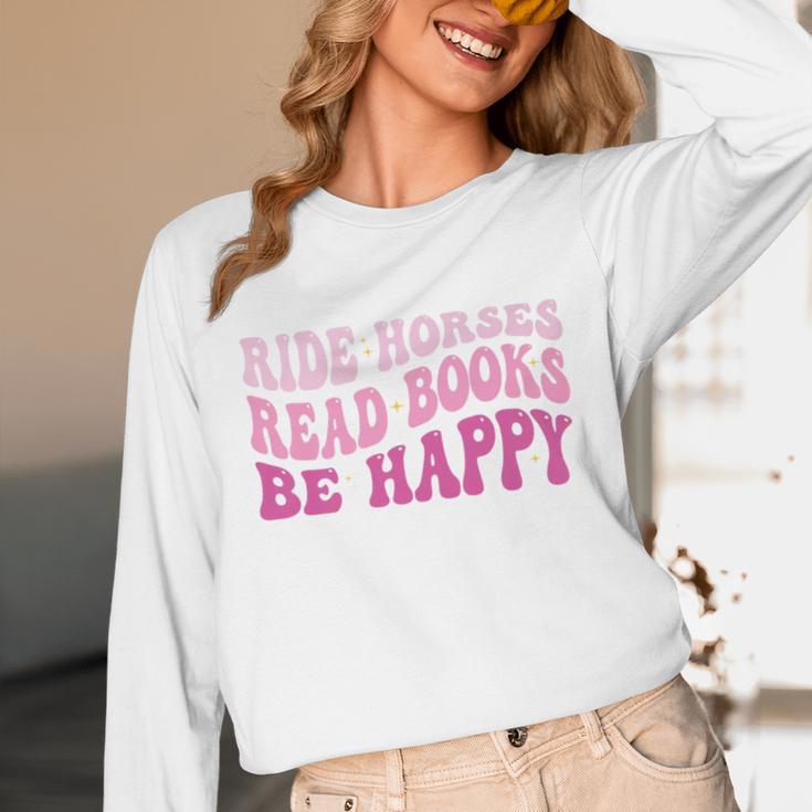 Ride Horses Read Books Be Happy Groovy Book Horse Premium Unisex Long Sleeve T-Shirt Ride Horses Read Books Be Happy Groovy Book Horse Premium Unisex Long Sleeve T-Shirt