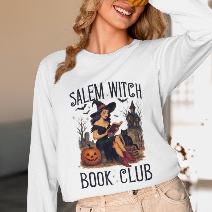 Salem Witch Book Club Bookish Retro Halloween Cat Unisex Long Sleeve T-Shirt