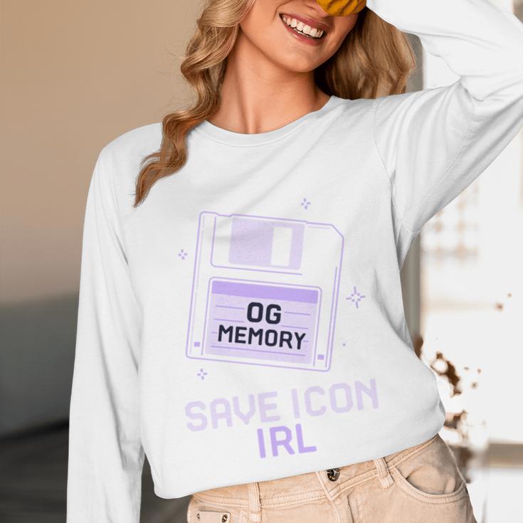 Save Icon IRL Retro Tech Humor Floppy Disk 90s Nostalgia Unisex Long Sleeve T-Shirt
