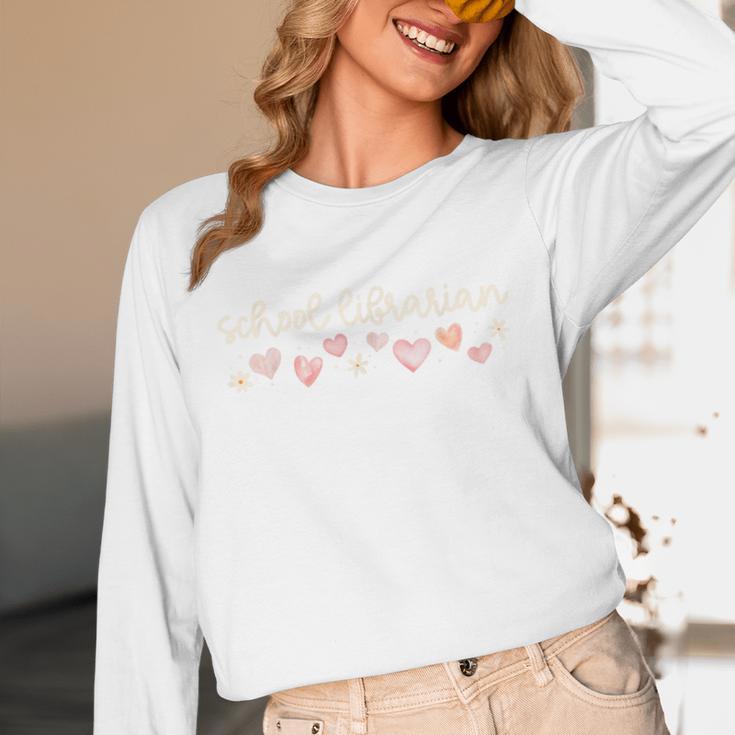 School Librarian Valentines Day Daisy Library Book Lover Unisex Long Sleeve T-Shirt School Librarian Valentines Day Daisy Library Book Lover Unisex Long Sleeve T-Shirt