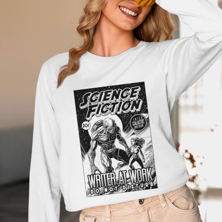 Science Fiction Writer At Work Vintage Book Cover Unisex Long Sleeve T-Shirt Science Fiction Writer At Work Vintage Book Cover Unisex Long Sleeve T-Shirt