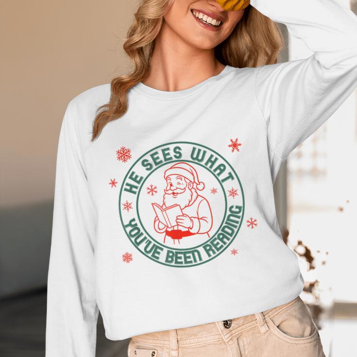 He Sees What You'Ve Been Reading Christmas Book Lover Shirt Unisex Long Sleeve T-Shirt He Sees What You'Ve Been Reading Christmas Book Lover Shirt Unisex Long Sleeve T-Shirt