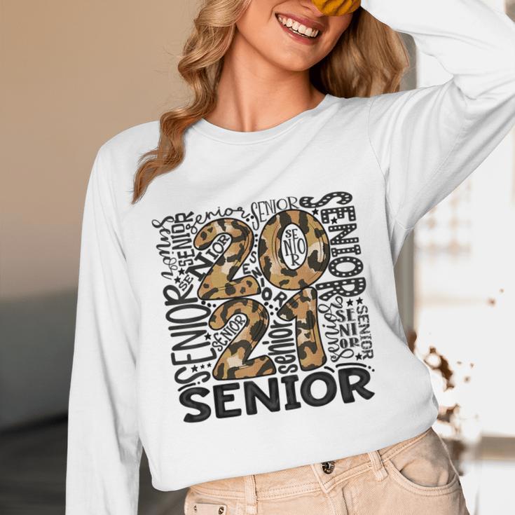 Senior 2021 Grad Class Of 2021 Graduation Leopard Cheetah Unisex Long Sleeve T-Shirt