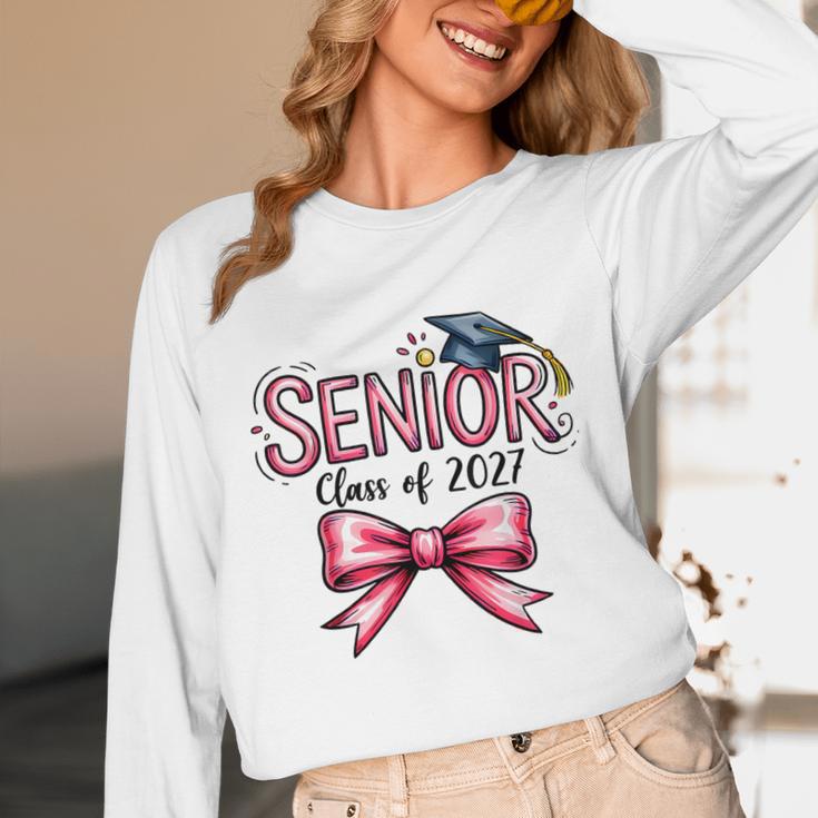 Senior Class Of 2027 Coquette Pink Bow Graduation 2027 Girls Unisex Long Sleeve T-Shirt