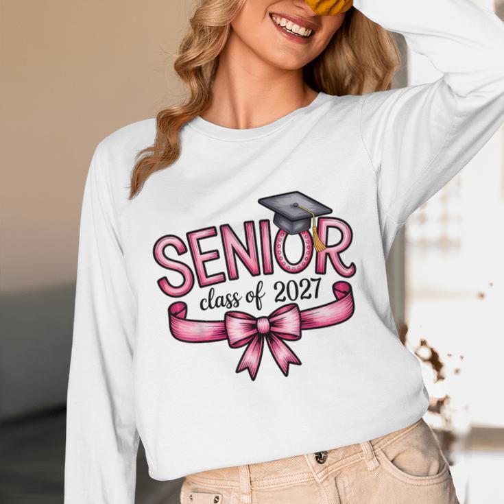 Senior Class Of 2027 Coquette Pink Bow Graduation 2027 Women Unisex Long Sleeve T-Shirt