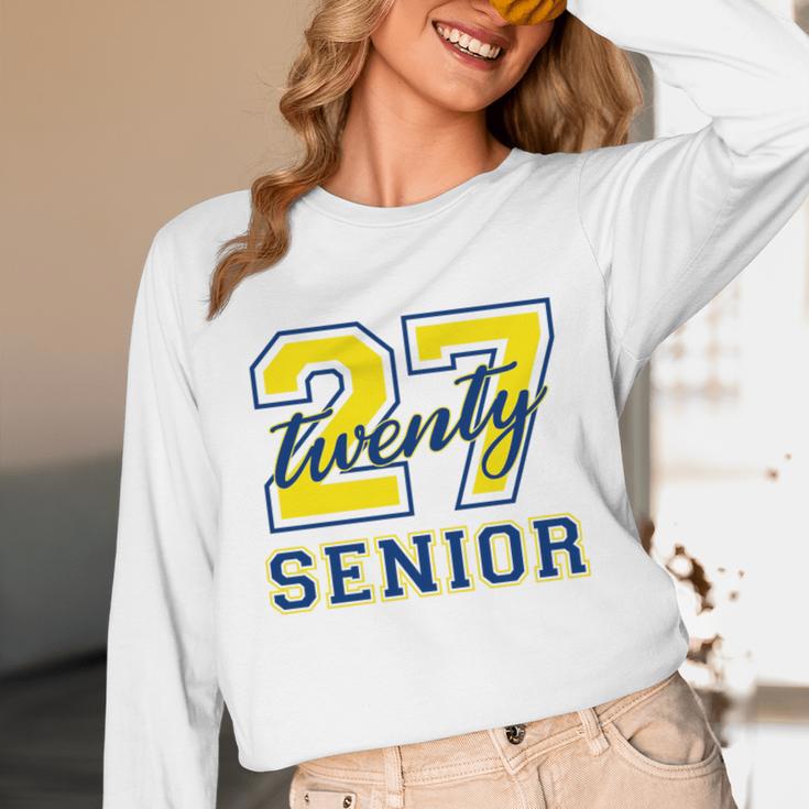 Senior Class Of 2027 Graduation Yellow And Blue On The Back Premium Tri-Blend Unisex Long Sleeve T-Shirt