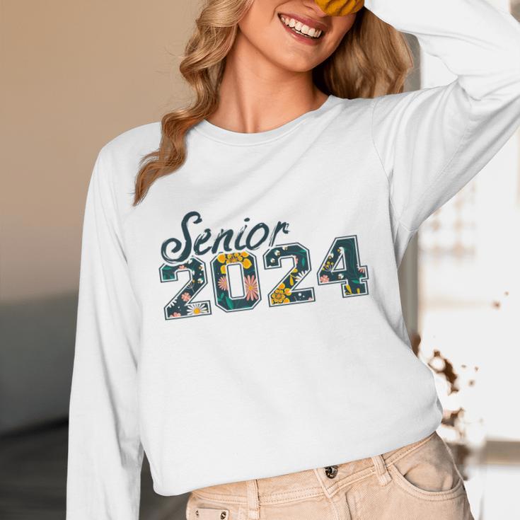 Senior Graduation Class Of 2024 Cute Senior 2024 Flowers Unisex Long Sleeve T-Shirt