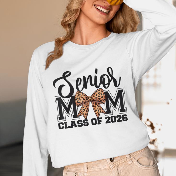 Senior Mom Class Of 2026 Graduation Leopard Coquette Bow Unisex Long Sleeve T-Shirt