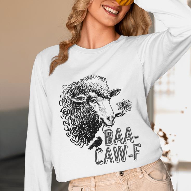 Sheep Baa Crow Caw Back Off Pun Tee For Introverts & Teens Unisex Long Sleeve T-Shirt