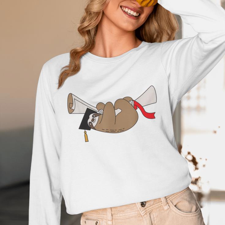 Sloth Graduation Shirt Cute Animal Diploma Grad Unisex Long Sleeve T-Shirt