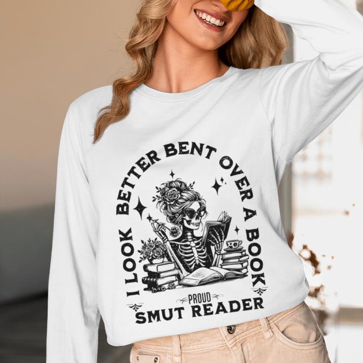 Smut Reader Skeleton Book Lover Dark Humor Art Premium Tri-Blend Unisex Long Sleeve T-Shirt
