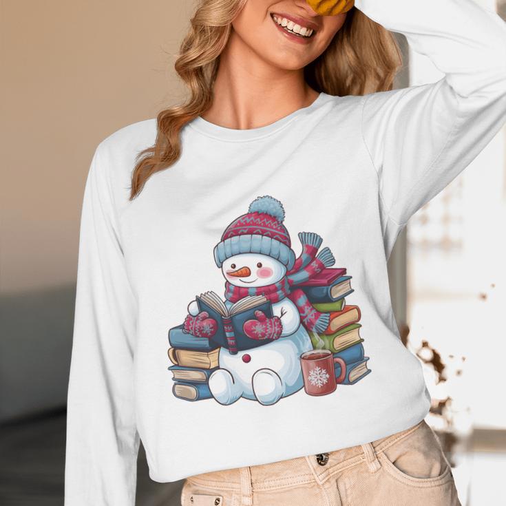 Snowman Reading Book Lovers Christmas Bookworm Librarian Unisex Long Sleeve T-Shirt Snowman Reading Book Lovers Christmas Bookworm Librarian Unisex Long Sleeve T-Shirt