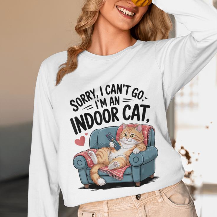 Sorry I Can’t Go I’m An Indoor Cat Couch Introvert Cat Unisex Long Sleeve T-Shirt