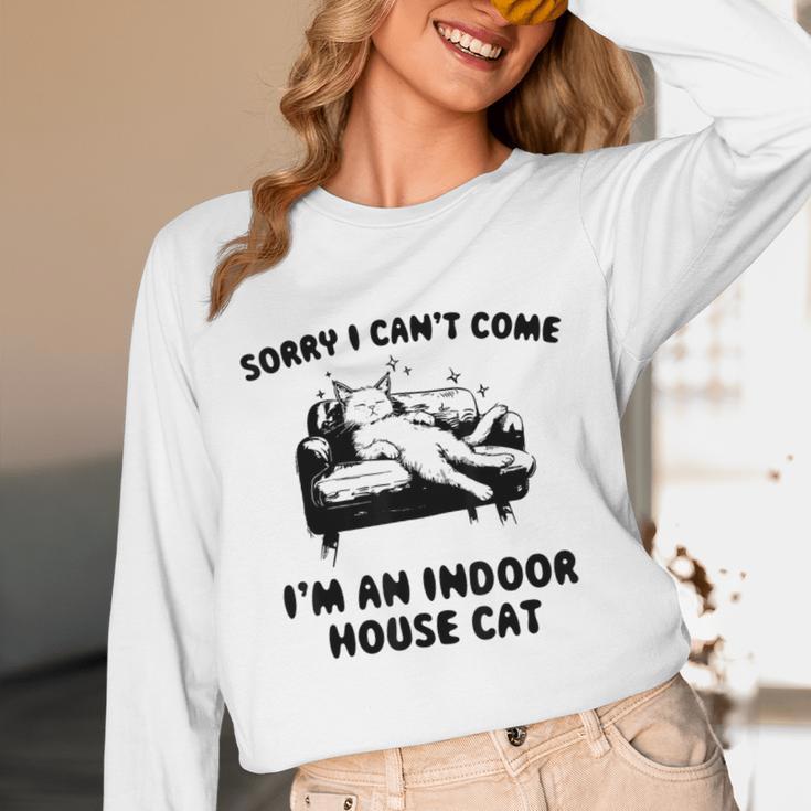 Sorry I Can't Go I'm An Indoor Cat Introvert Saying Unisex Long Sleeve T-Shirt