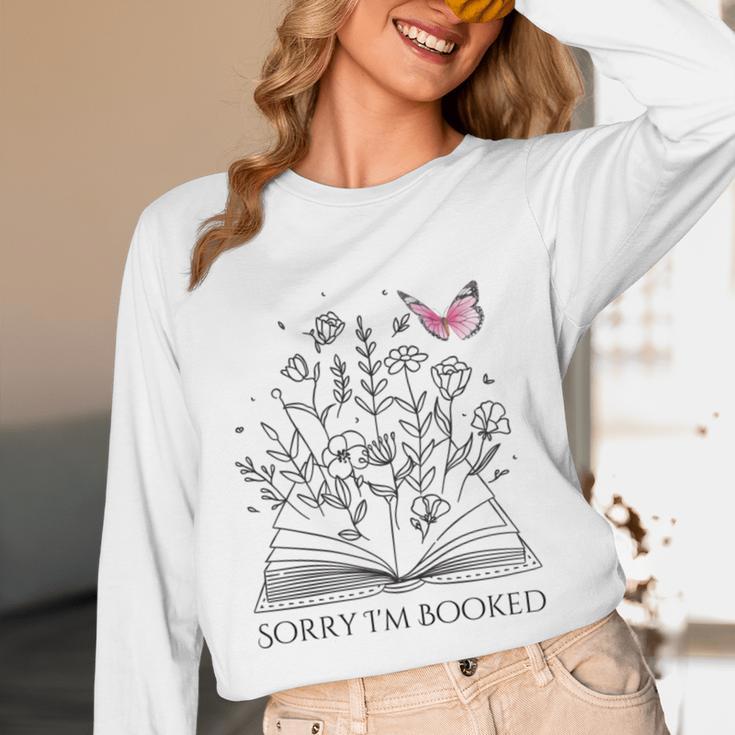 Sorry I'm Booked Book Lover Teachers Librarians Unisex Long Sleeve T-Shirt