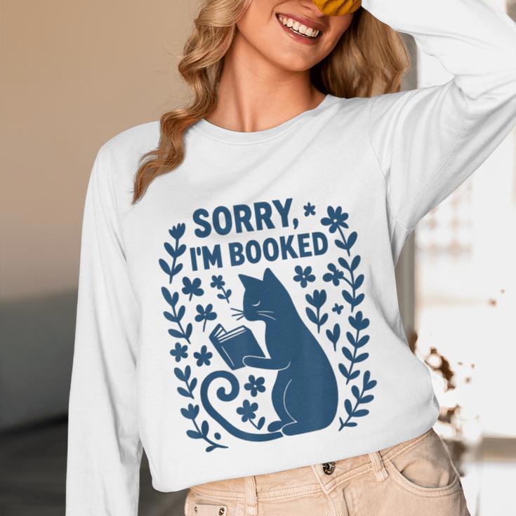 Sorry I'm Booked Cat Reading Book Boho Flowers Vintage Unisex Long Sleeve T-Shirt Sorry I'm Booked Cat Reading Book Boho Flowers Vintage Unisex Long Sleeve T-Shirt