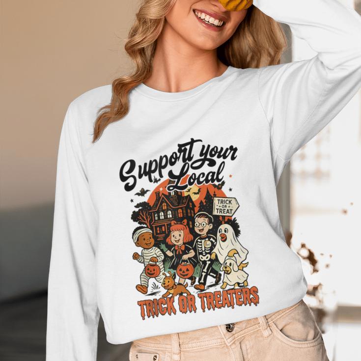Support Your Local Trick Or Treaters Retro Spooky Nostalgia Unisex Long Sleeve T-Shirt Support Your Local Trick Or Treaters Retro Spooky Nostalgia Unisex Long Sleeve T-Shirt