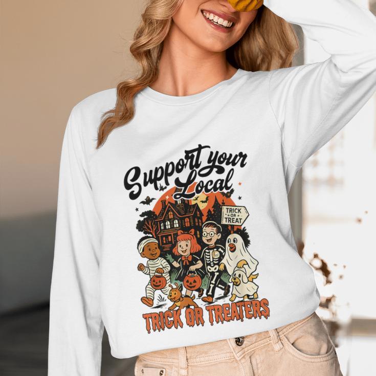 Support Your Local Trick Or Treaters Retro Spooky Nostalgia Unisex Long Sleeve T-Shirt