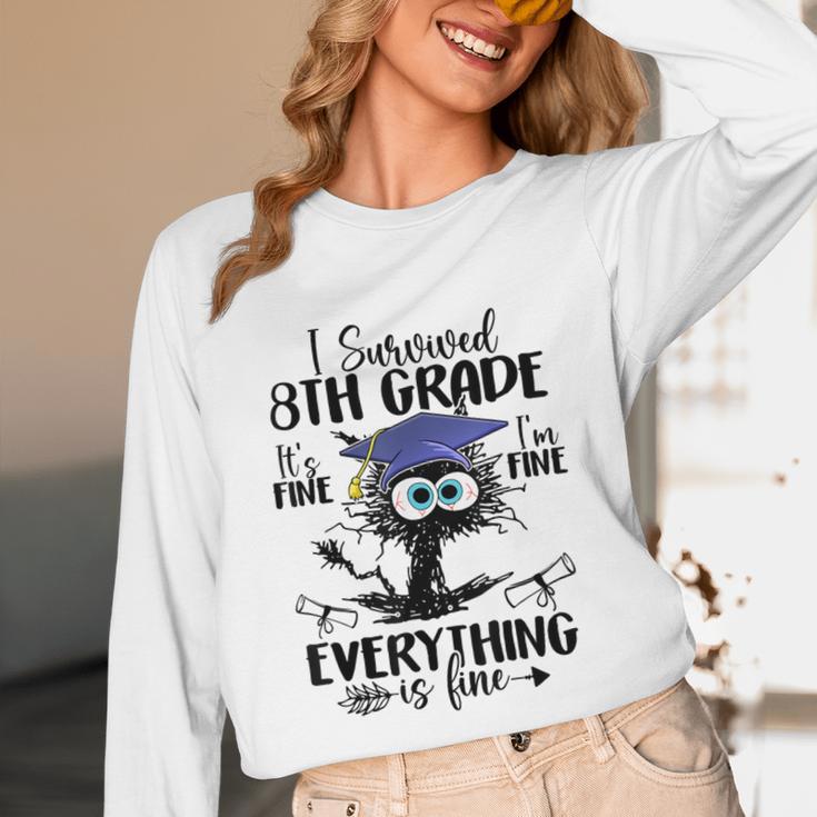I Survived 8th Grade Graduated Cat Graduation Unisex Long Sleeve T-Shirt