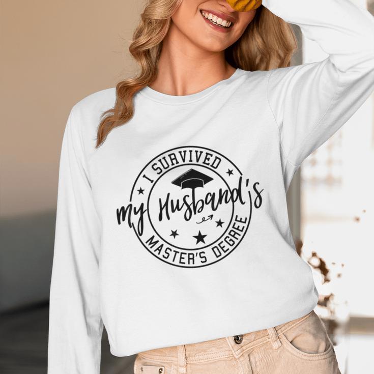 I Survived My Husband's Masters Degree Funny 2023 Graduation Unisex Long Sleeve T-Shirt