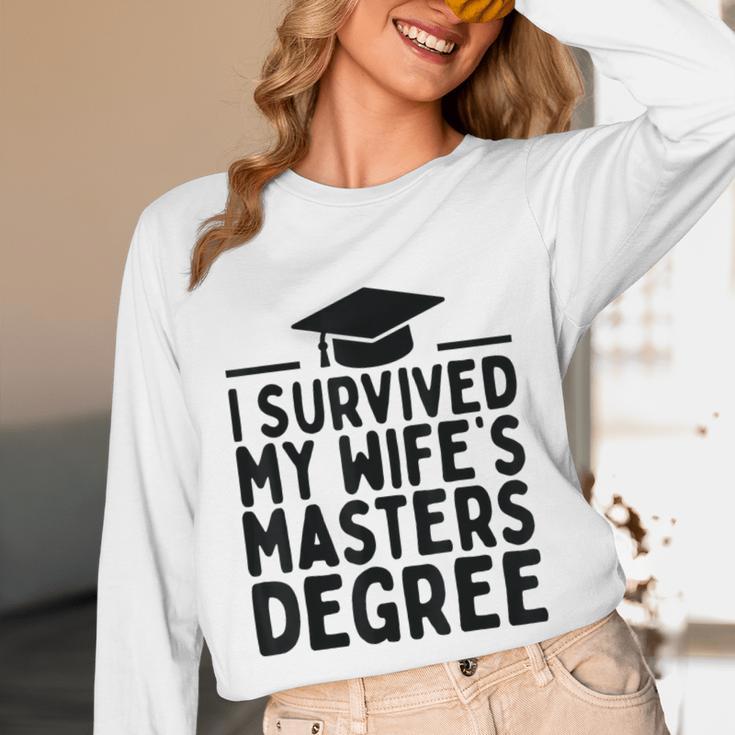 I Survived My Wife's Masters Degree Graduation Class Of 2025 Unisex Long Sleeve T-Shirt