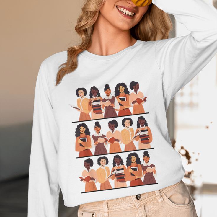 History Month Educated Black Women Girls Reading Books Unisex Long Sleeve T-Shirt