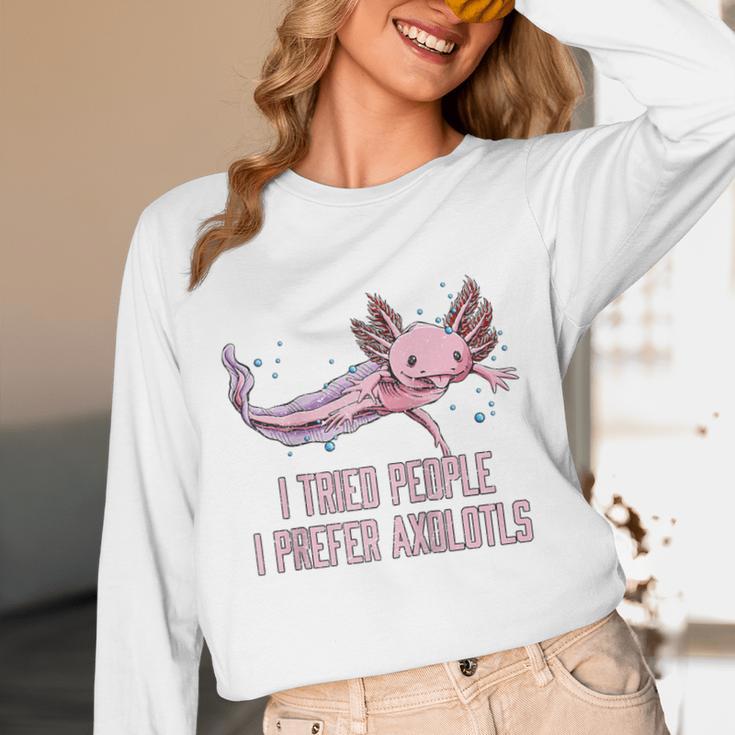 I Tried People I Prefer Axolotl Salamander Introvert Raglan Baseball Tee Unisex Long Sleeve T-Shirt I Tried People I Prefer Axolotl Salamander Introvert Raglan Baseball Tee Unisex Long Sleeve T-Shirt