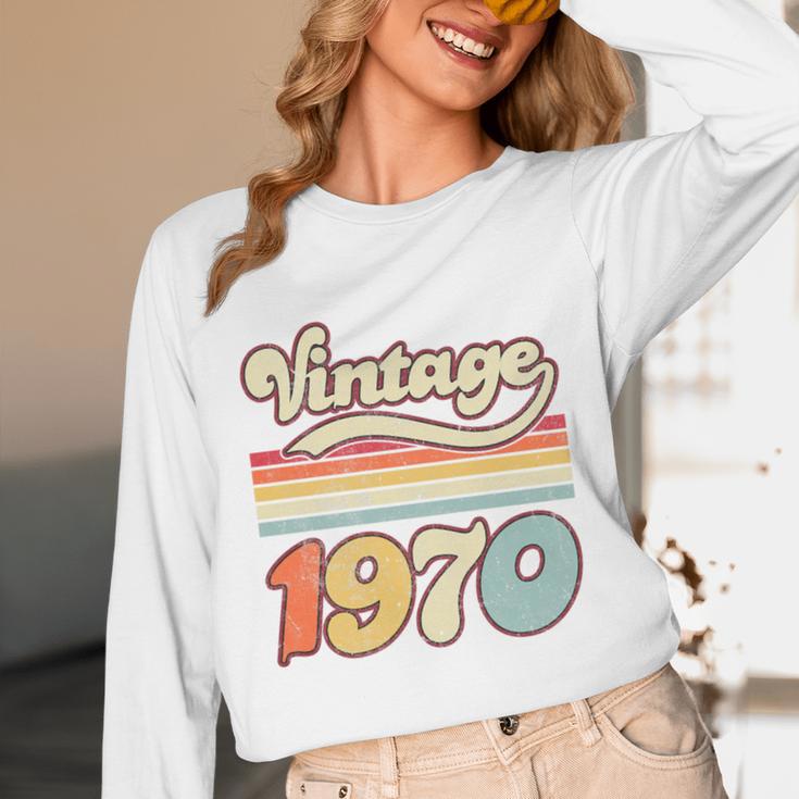 Vintage 1970 Birthday Retro Style 70's Born Nostalgia Outfit Premium Tri-Blend Unisex Long Sleeve T-Shirt