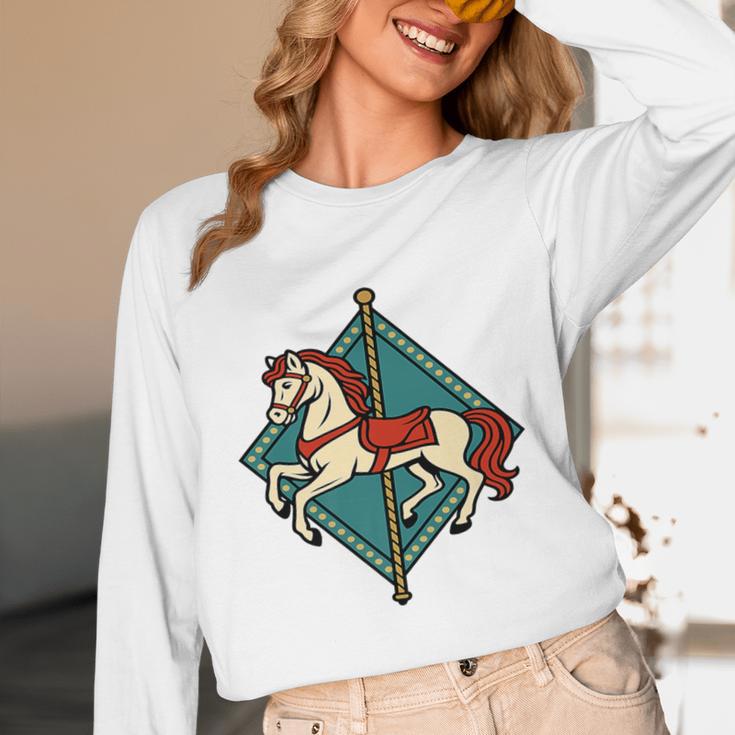Vintage Carousel Horse Merry Go Round Nostalgia Art Premium Unisex Long Sleeve T-Shirt