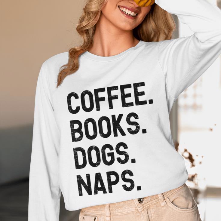 Vintage Coffee Books Dogs Naps Retro Unisex Long Sleeve T-Shirt Vintage Coffee Books Dogs Naps Retro Unisex Long Sleeve T-Shirt