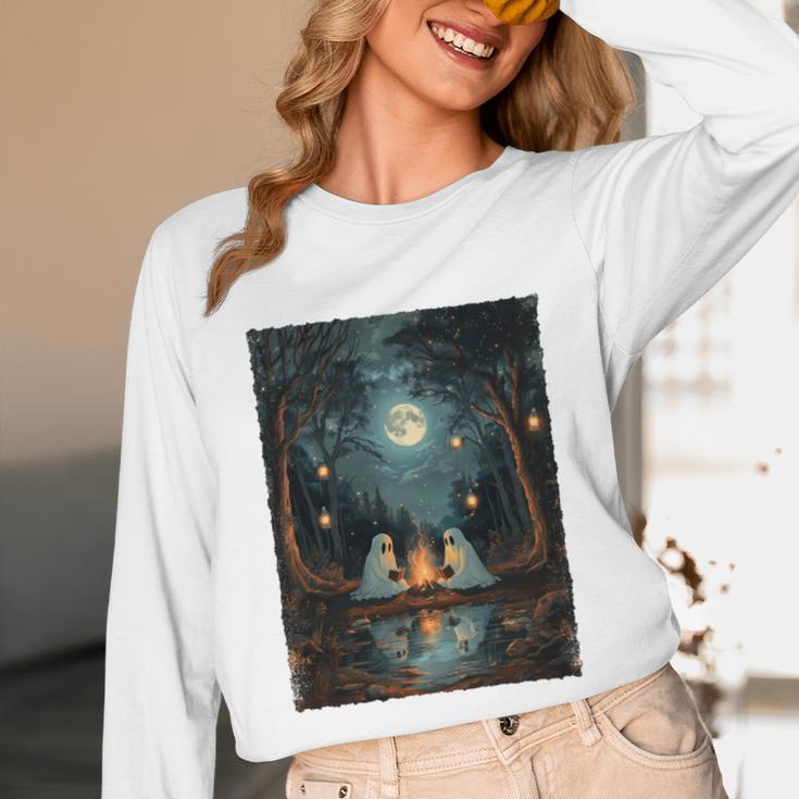 Vintage Ghost Book Reading Camping Gothic Halloween Teachers Unisex Long Sleeve T-Shirt Vintage Ghost Book Reading Camping Gothic Halloween Teachers Unisex Long Sleeve T-Shirt