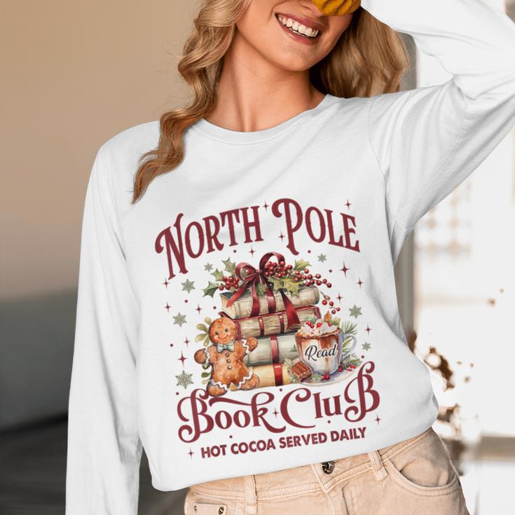 Vintage Retro North Pole Book Club Hot Cocoa Unisex Long Sleeve T-Shirt