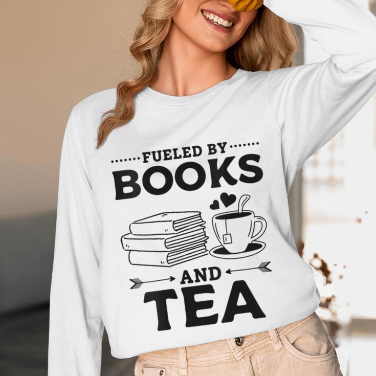 Women's Fueled By Books And Tea Book Lover Bookworm Reading Books Unisex Long Sleeve T-Shirt Women's Fueled By Books And Tea Book Lover Bookworm Reading Books Unisex Long Sleeve T-Shirt