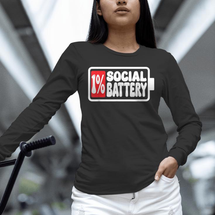 1 Social Battery Sarcastic Introverted Men Women Unisex Long Sleeve T-Shirt 1 Social Battery Sarcastic Introverted Men Women Unisex Long Sleeve T-Shirt