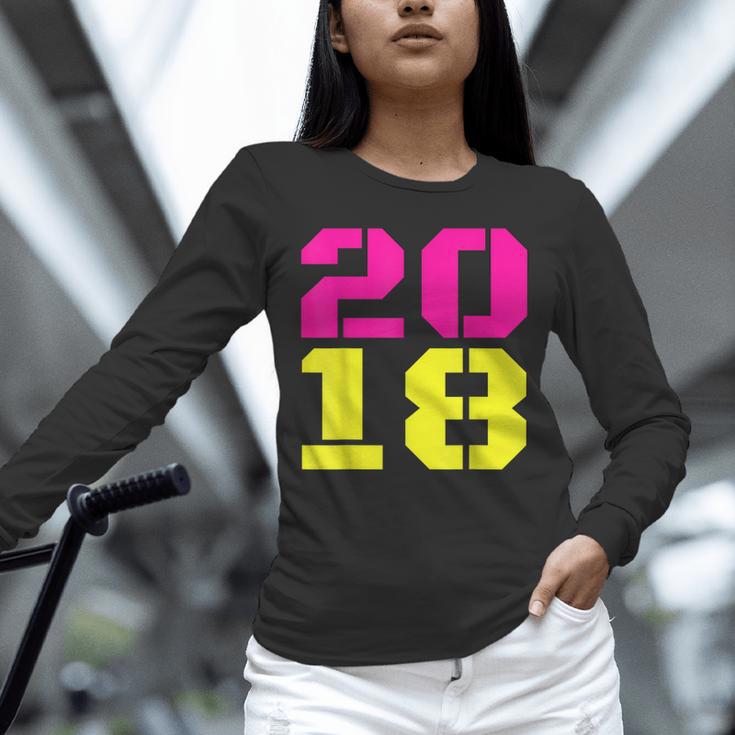 2018 Big Neon Numbers For The New Year Or Graduation Unisex Long Sleeve T-Shirt