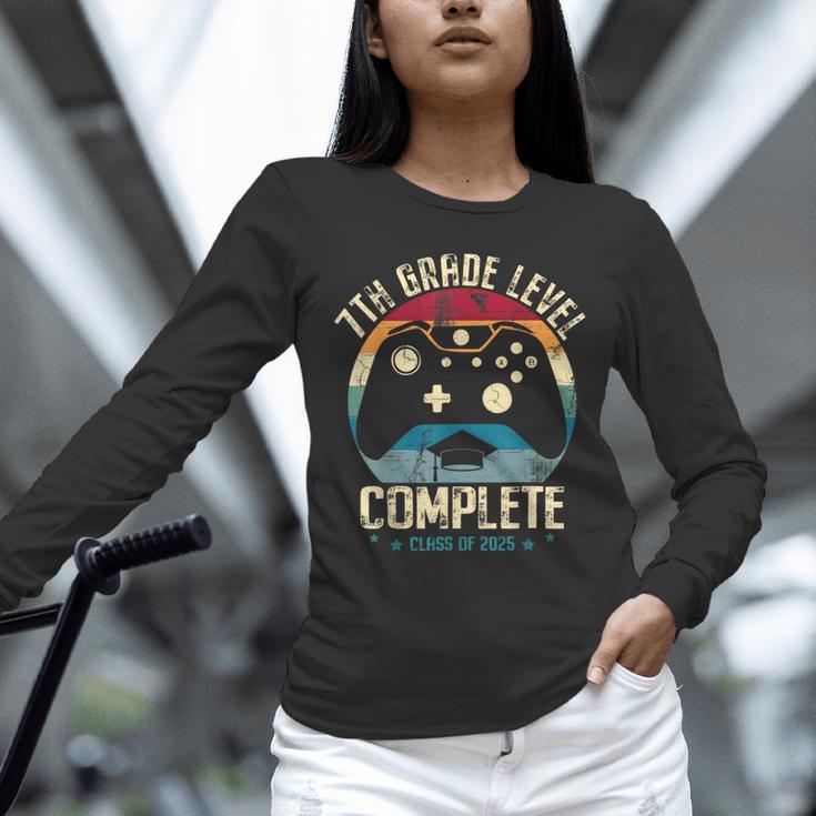 7th Grade Level Complete Gamer Class Of 2025 Graduation Boy Unisex Long Sleeve T-Shirt