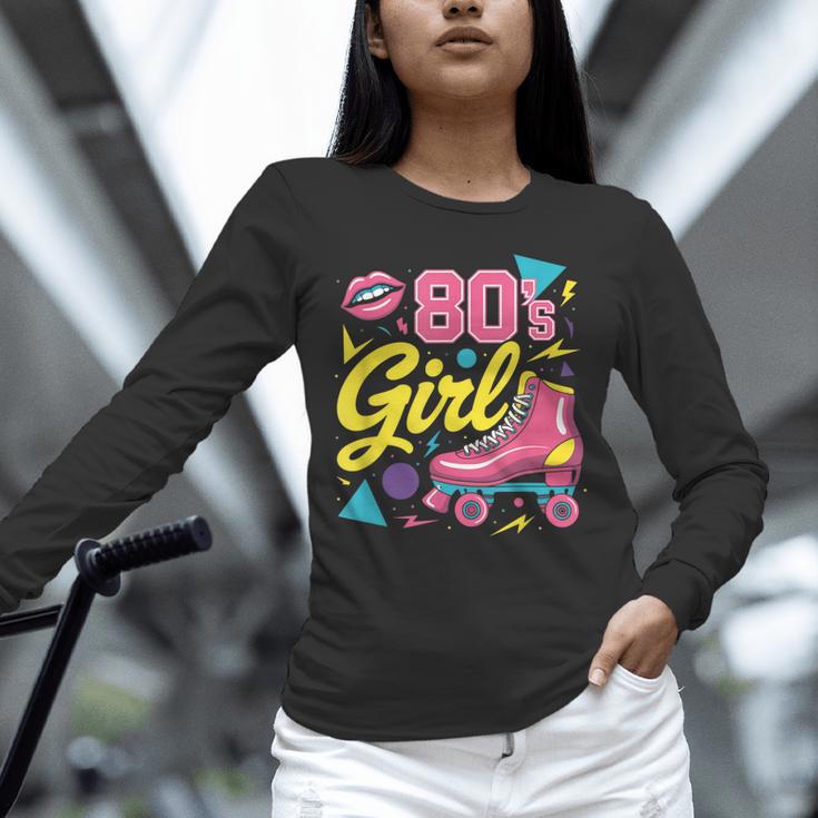 80's Girl Roller Skates Skating Eighties 1980s Nostalgia Unisex Long Sleeve T-Shirt