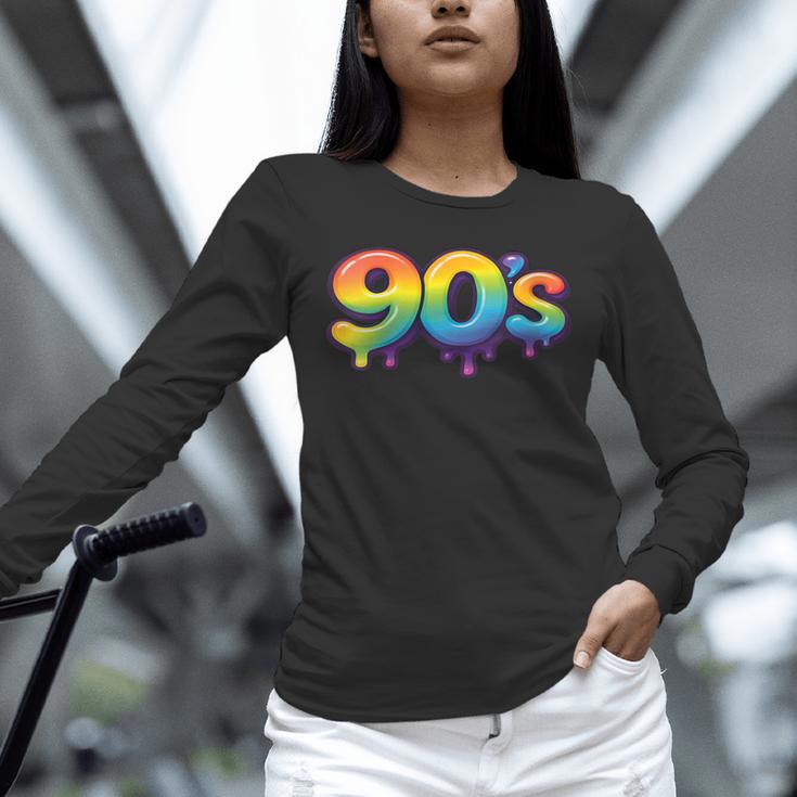 90s Retro Pop Art Rainbow Lips Nostalgia Costume 90s Unisex Long Sleeve T-Shirt