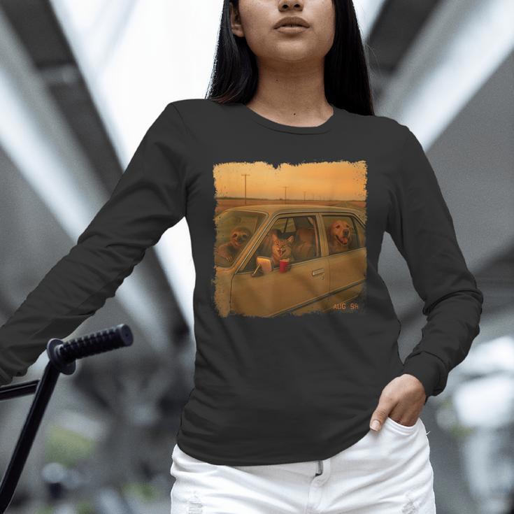 90s Roadtrip Animals Photo Cat Sloth Dog Retro Nostalgia Unisex Long Sleeve T-Shirt 90s Roadtrip Animals Photo Cat Sloth Dog Retro Nostalgia Unisex Long Sleeve T-Shirt
