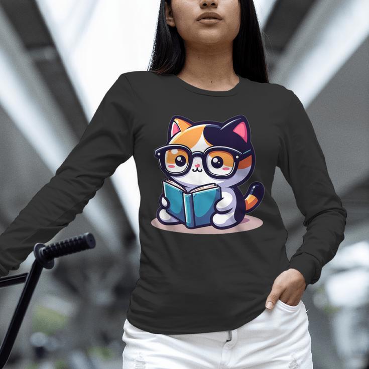 Adorable Book Lover Calico Cat With Reading Glasses Cute For Men Women Kids Unisex Long Sleeve T-Shirt Adorable Book Lover Calico Cat With Reading Glasses Cute For Men Women Kids Unisex Long Sleeve T-Shirt