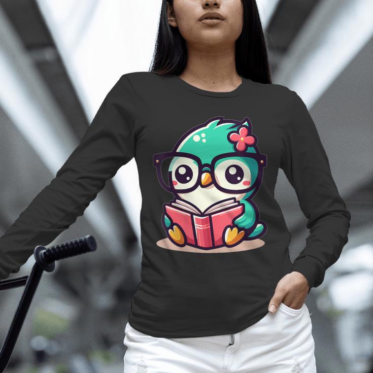 Adorable Book Lover Humming Bird With Reading Glasses Cute Unisex Long Sleeve T-Shirt