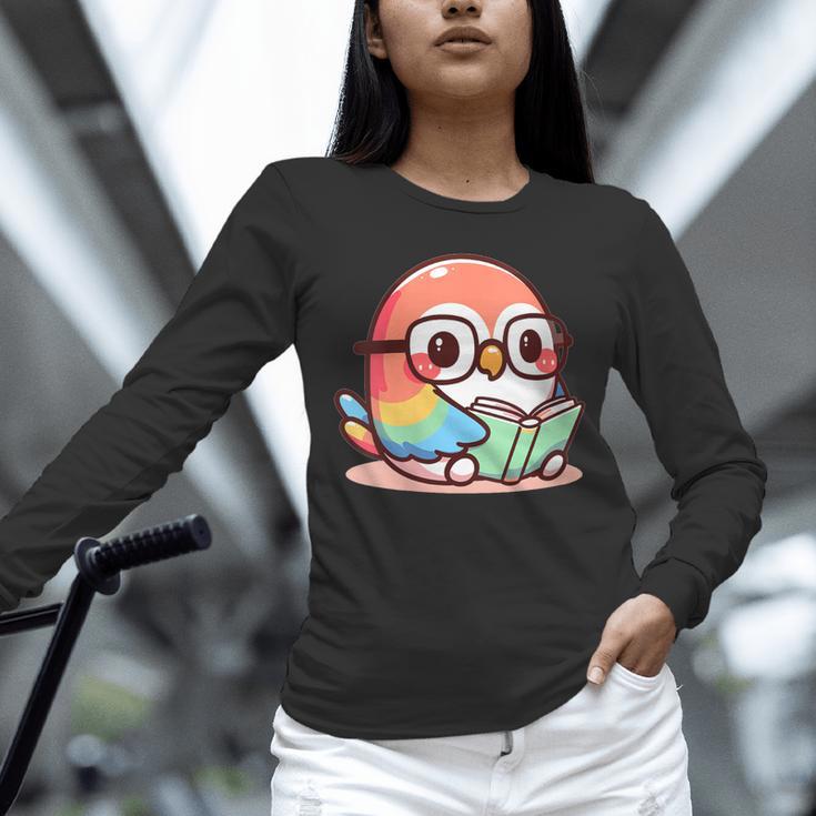 Adorable Book Lover Parrot With Reading Glasses Cute Unisex Long Sleeve T-Shirt