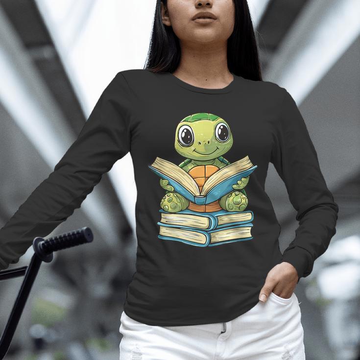 Adorable Turtle Reading Books Unisex Long Sleeve T-Shirt