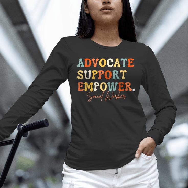 Advocate Support Empower Groovy Social Worker Graduation Unisex Long Sleeve T-Shirt