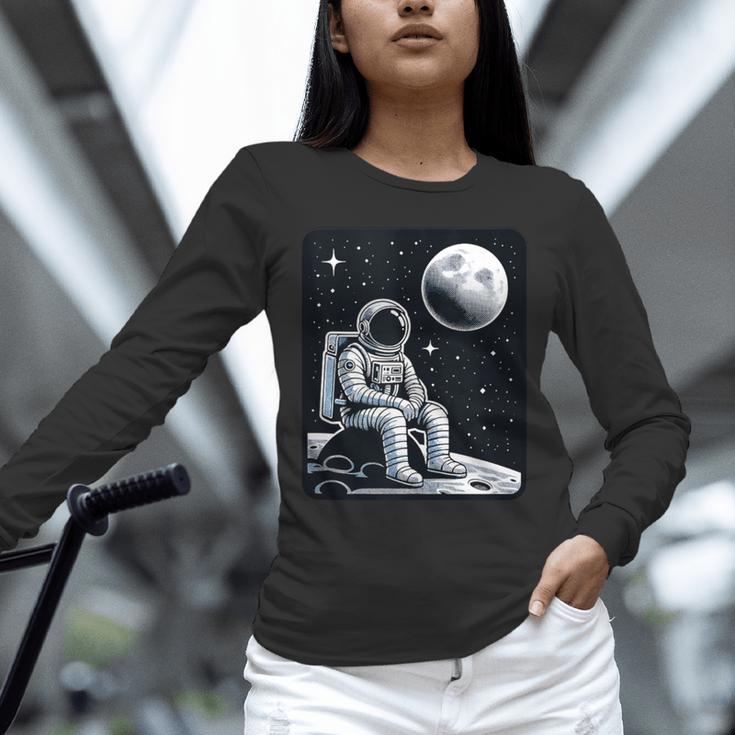 Aesthetic Spaceman Astronaut On The Moon Space Introvert Unisex Long Sleeve T-Shirt Aesthetic Spaceman Astronaut On The Moon Space Introvert Unisex Long Sleeve T-Shirt